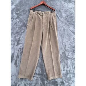Tommy Hilfiger Corduroy Pants Mens 36 35x30 Straight Tan Pleated Cuffed Preppy